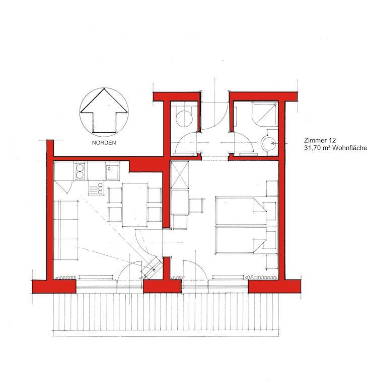Apartment mit 1 Schlafzimmer und Balkon